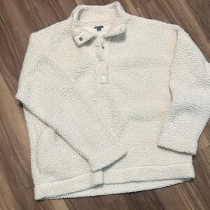 Women's White Sherpa Pullover Jacket